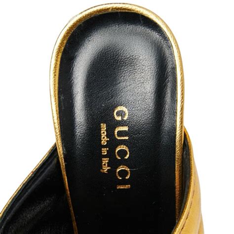 gucci webby mules gold|GUCCI Quilted Webby Mules Sandals in Metallic Gold Size 35.